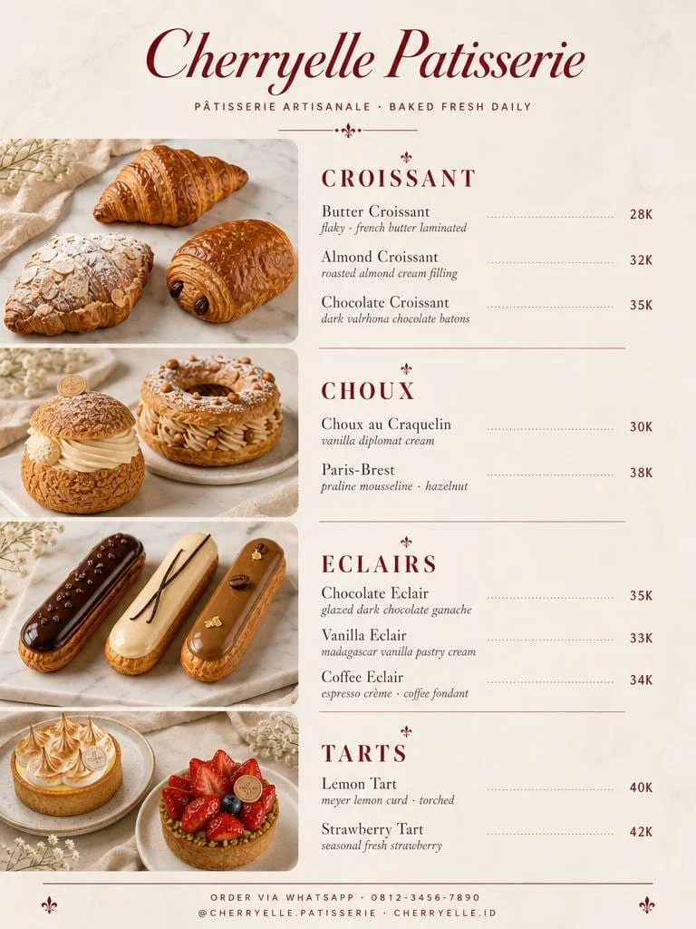 Patisserie luxury menu poster 4:5 preview